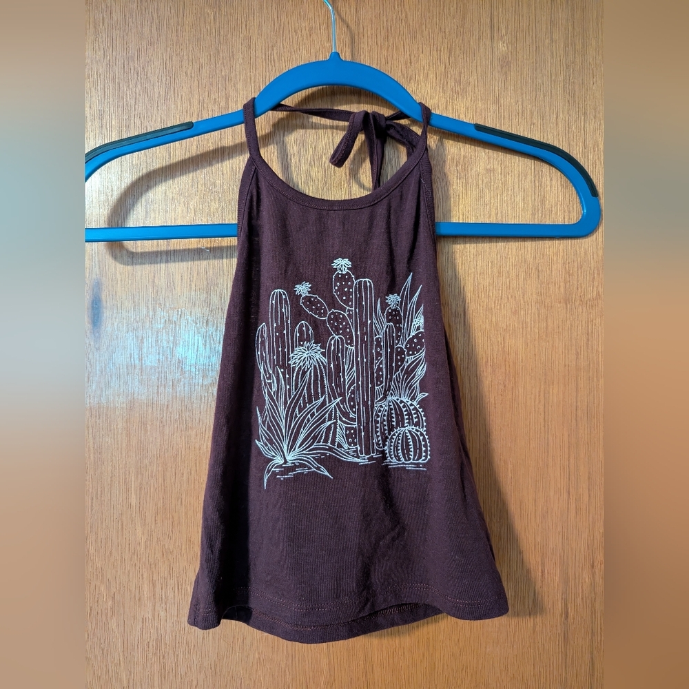 Maroon Halter Top with Cactus Print